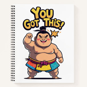 Sumo-Ringer mit der Motivation "Du Got das!" Notizbuch