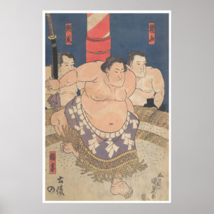 Sumo-Ringer-Plakat Japanischer Holzschnitt Poster