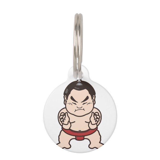 Sumo-Ringkämpfer-Cartoon-Japan-Japaner-Wrestling Haustiermarke (Vorderseite)