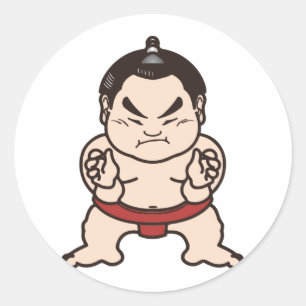 Sumo-Ringkämpfer-Cartoon-Japan-Japaner-Wrestling Runder Aufkleber