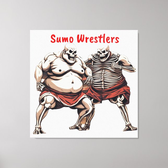 Sumo Skeleton Wrestlers in Aktion Leinwanddruck (Vorderseite)