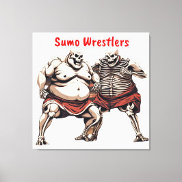 Sumo Skeleton Wrestlers in Aktion Leinwanddruck