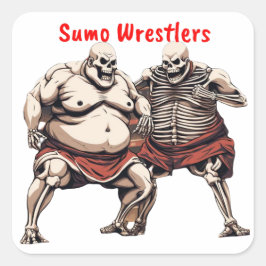 Sumo Skeleton Wrestlers in Aktion Quadratischer Aufkleber