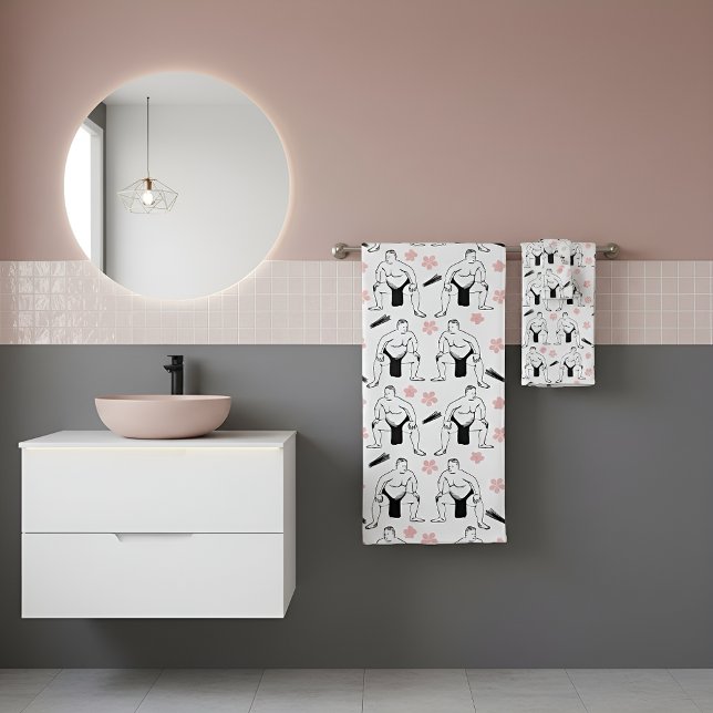 Sumo- und Kirschblüten Badhandtuch Set (Von Creator hochgeladen)