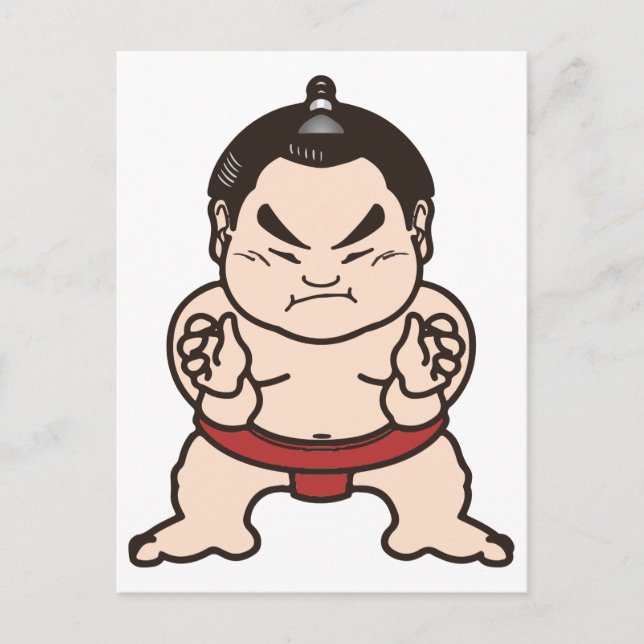 Sumo Wrestler Cartoon Japan Wrestling Postkarte (Vorderseite)