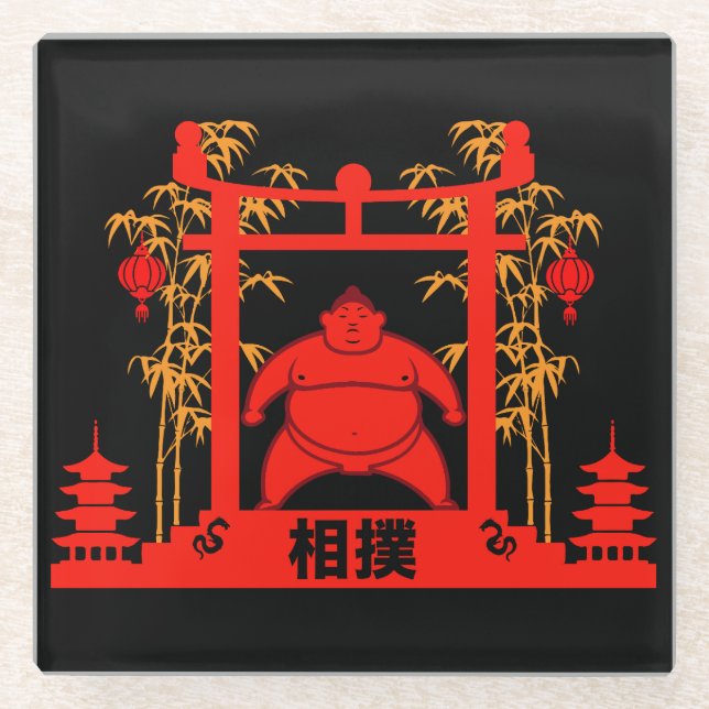 Sumo Wrestler Glasuntersetzer (Vorderseite)