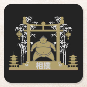 Sumo Wrestler Rechteckiger Pappuntersetzer