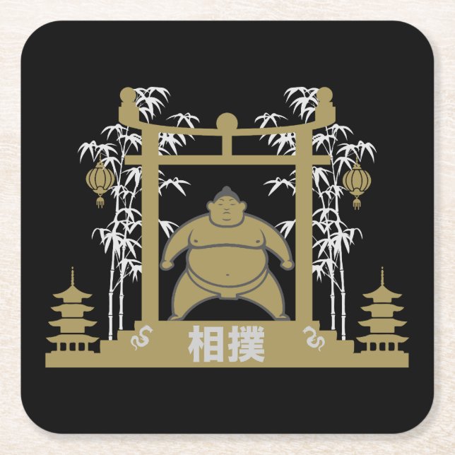 Sumo Wrestler Rechteckiger Pappuntersetzer (Vorderseite)