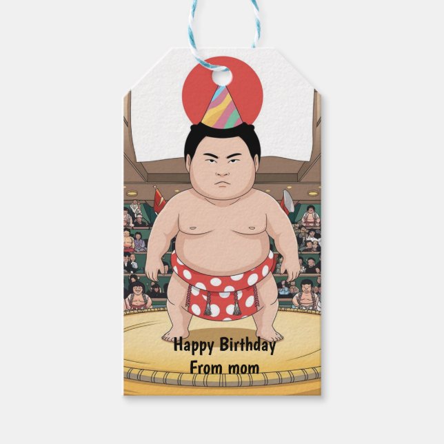 Sumo Wrestler unter dohyshi-japanischer Flagge Geschenkanhänger (Vorderseite)