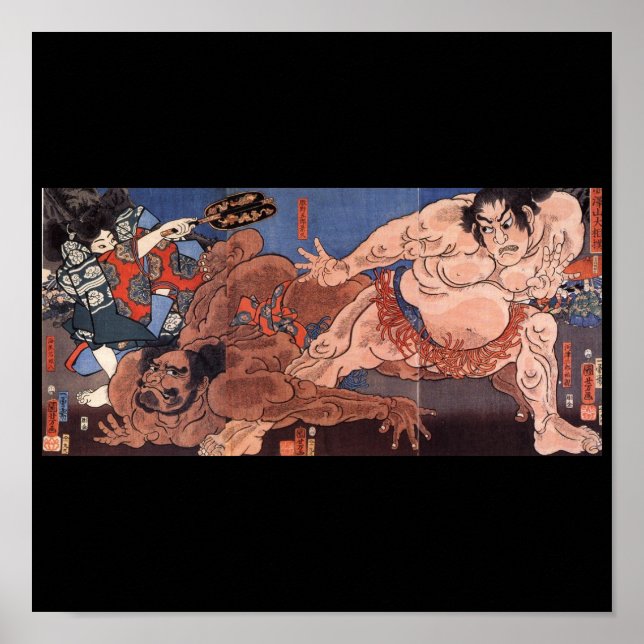 Sumo Wrestlers, japanische Malerei c. 1800 Poster (Vorne)