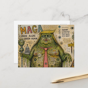 Sumpfmonster-Make-Algea-Grün-Wieder-Collage Postkarte