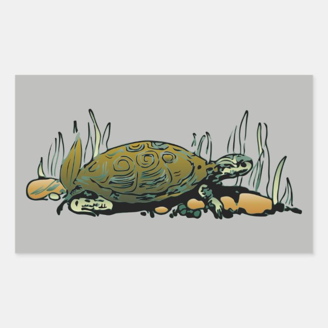 Sumpfschildkrötenkleber Rechteckiger Aufkleber (Vorderseite)