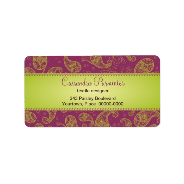 Sumptuous Paisley Address Labels Adressaufkleber (Vorne)
