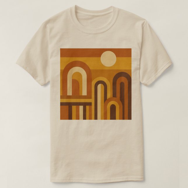 Sun and Arches Mid Century Modern Geometric Design T-Shirt (Design vorne)