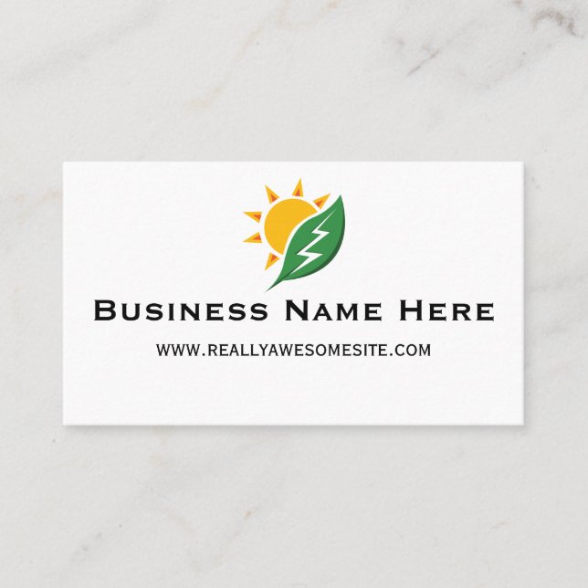 Sun and Leaf with Electricity Zap Business Card Visitenkarte (Vorderseite)