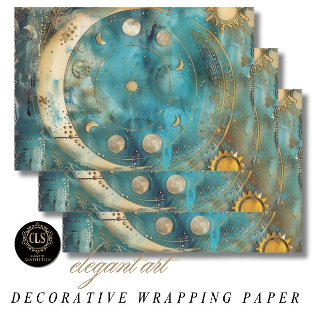 Sun and Moon Celestial Art  Geschenkpapier Set (Wrapping Paper – Magical Celestial Design)