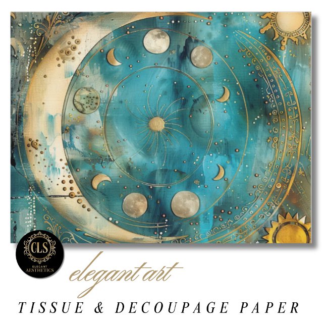 Sun and Moon Celestial Motif Seidenpapier (Tissue Paper – Magical Celestial Motif)