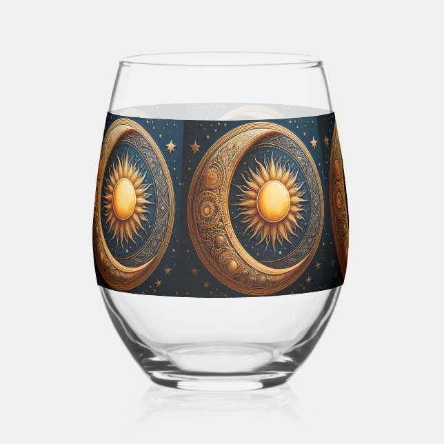 Sun and Moon Celestial  Weinglas Ohne Stiel (Vorderseite)