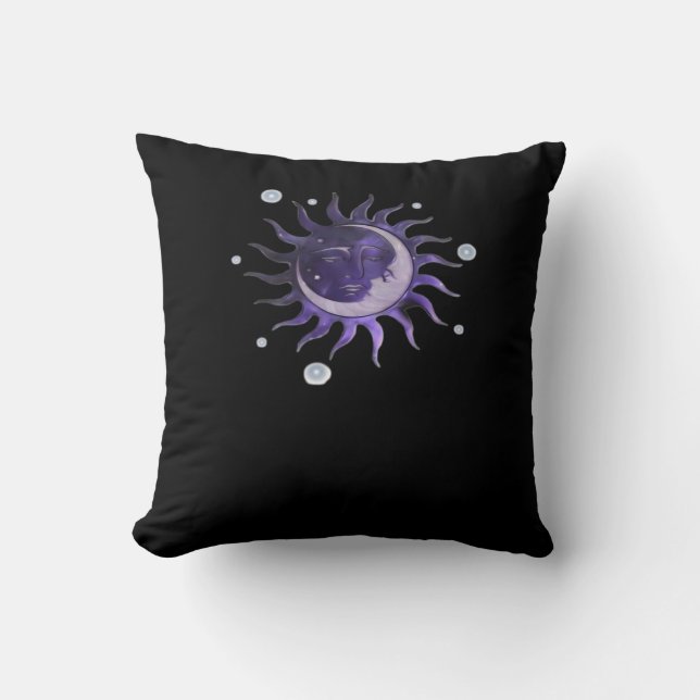 Sun and Moon Whimsigothic Gothic Witchy Hexe Kissen (Vorderseite)
