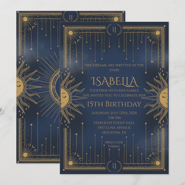 sun and stars einladung (Vorne/Hinten)