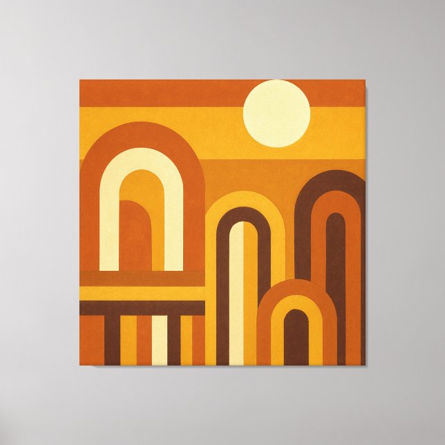 Sun & Arches Mid Century Modern Geometric Design Leinwanddruck (Vorderseite)