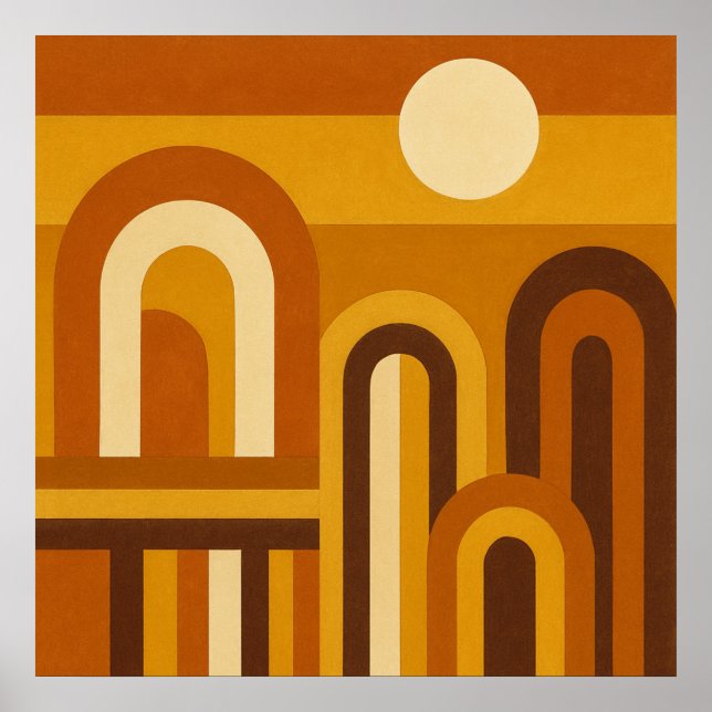 Sun & Arches Mid Century Modern Geometric Design Poster (Vorne)