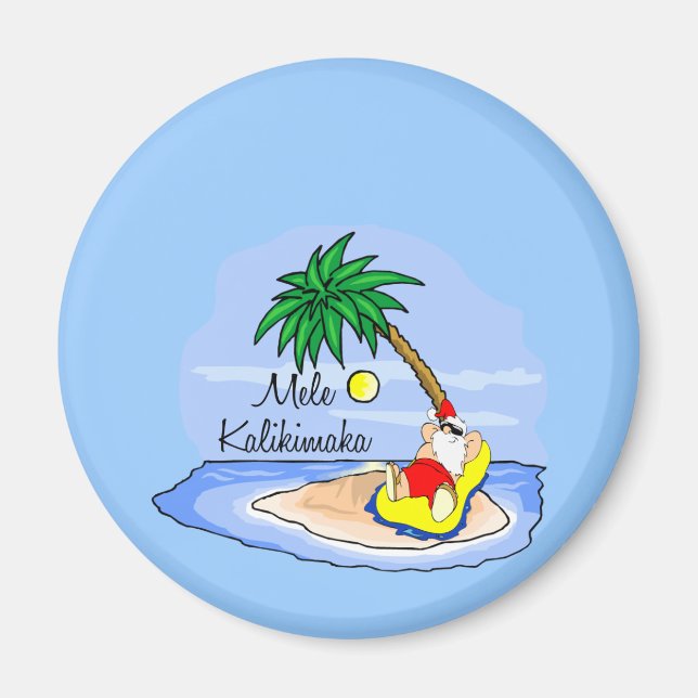 Sun Bathing Santa hawaiian xmas tee 5 Magnet (Vorne)