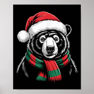 Sun Bear Xmas Weihnachtsmannmütze Weihnachtskostüm Poster