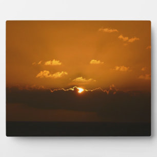 Sun Behind Clouds I Orange Sunset Foto Fotoplatte