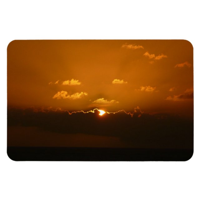 Sun Behind Clouds I Orange Sunset Foto Magnet (Horizontal)