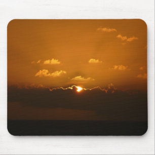 Sun Behind Clouds I Orange Sunset Foto Mousepad