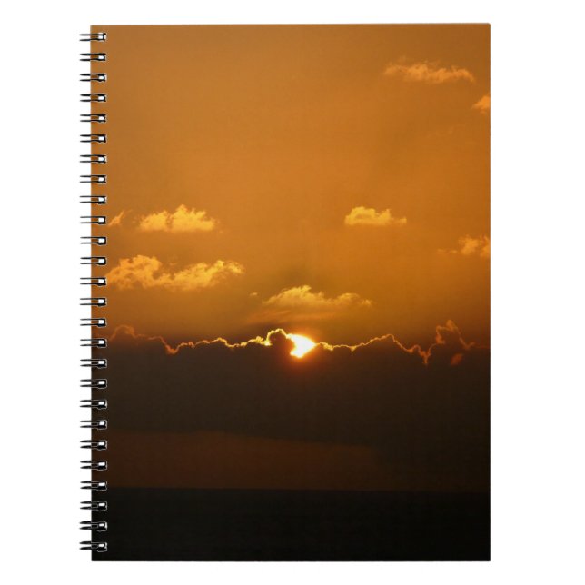 Sun Behind Clouds I Orange Sunset Foto Notizblock (Vorderseite)