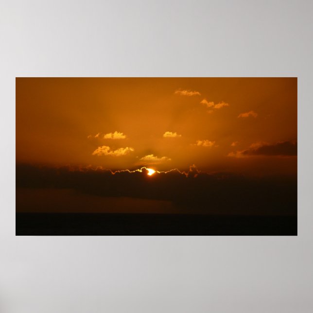 Sun Behind Clouds I Orange Sunset Foto Poster (Vorne)