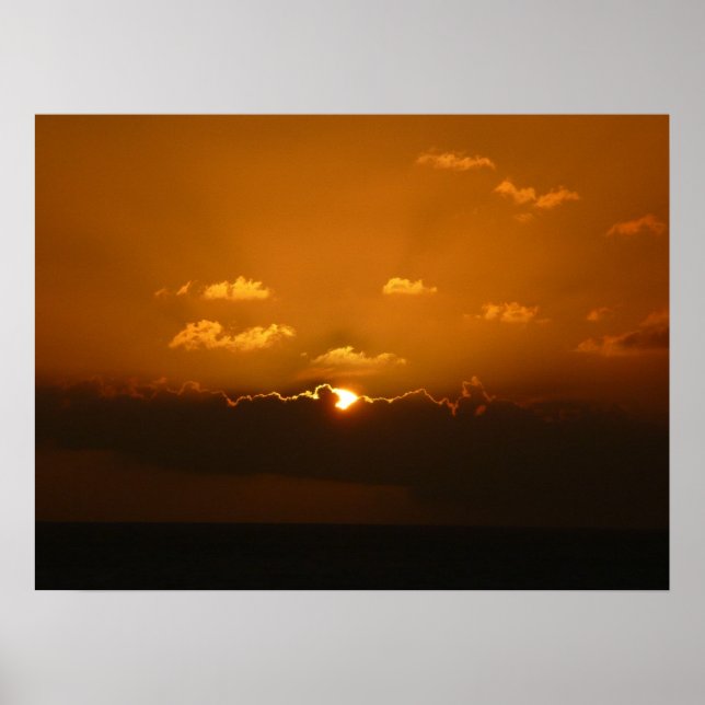 Sun Behind Clouds I Orange Sunset Foto Poster (Vorne)