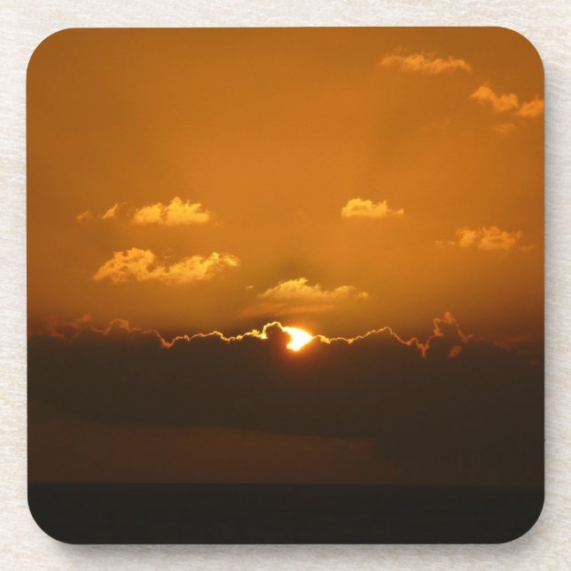 Sun Behind Clouds I Orange Sunset Foto Untersetzer (Vorderseite)