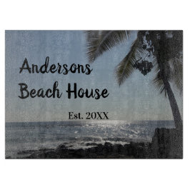 Sun beleuchtete Palm Tree Ocean Familienname Schneidebrett