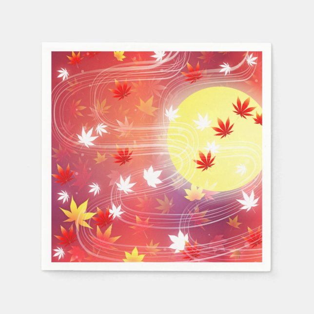 Sun & Blätter Paper Napkin Serviette (Vorderseite)