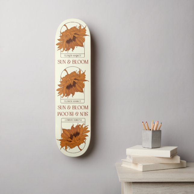 Sun & Bloom Skateboard (Wandkunst)