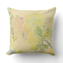 Sun Blossoms Quilt Look Original Art Coussin