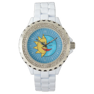 Sun Blue Moon Celestial Thema Armbanduhr