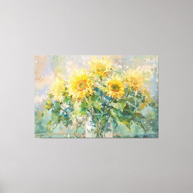 *~* Sun Blume TV2 Vase Stretched Canvas Print Leinwanddruck (Vorderseite)