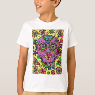 Sun-Blumen-Schmetterlings-Zuckerschädel T-Shirt