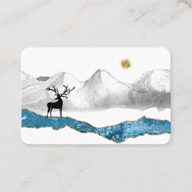 *~* Sun Bühne Buck Antler Deer Mountain Stream Bus Visitenkarte (Vorderseite)