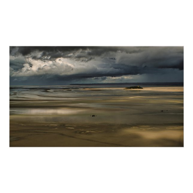 Sun cloudy Beach Farbe Frankreich Mont-Saint-Miche Fotodruck (Vorne)