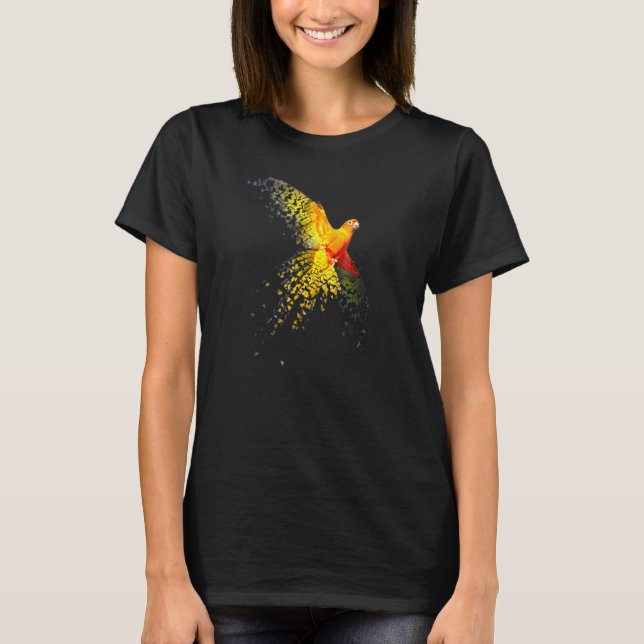 Sun Conure Schönes, disperses Flying Design T-Shirt (Vorderseite)