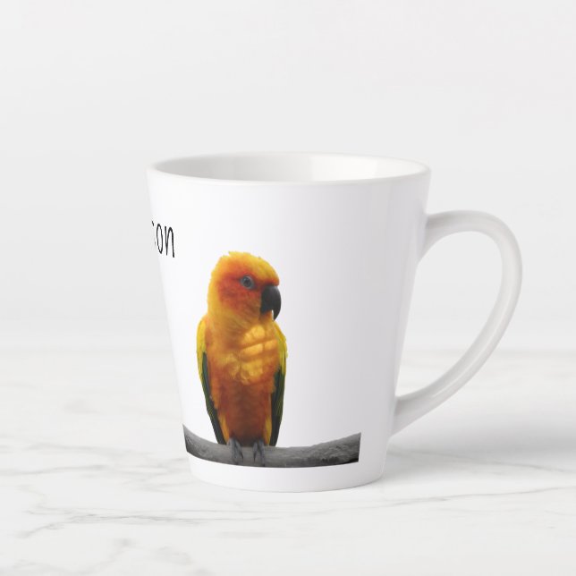 Sun Conure Wildlife Art Personalisiert Name Tier Milchtasse (Rechts)