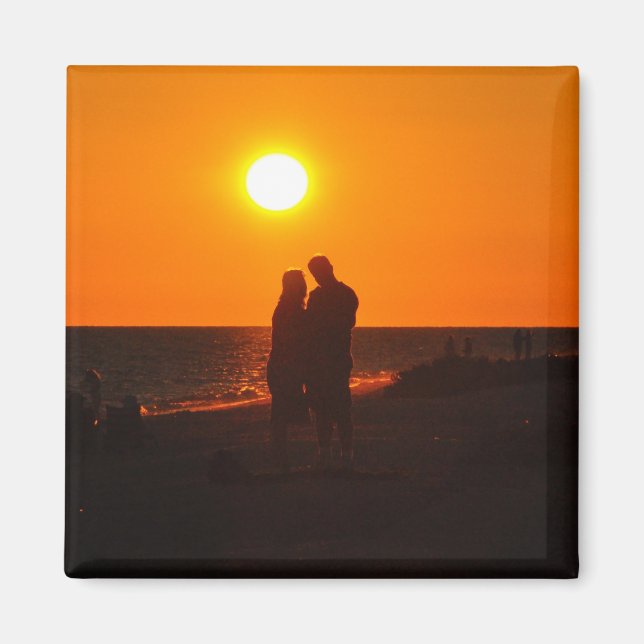 Sun Couple Silhouette Liebe Sanibel Sunset Magnet (Vorne)