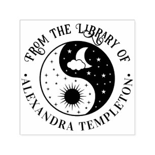 Sun Crescent Moon Stars Yin Yang Bibliotheksname Permastempel