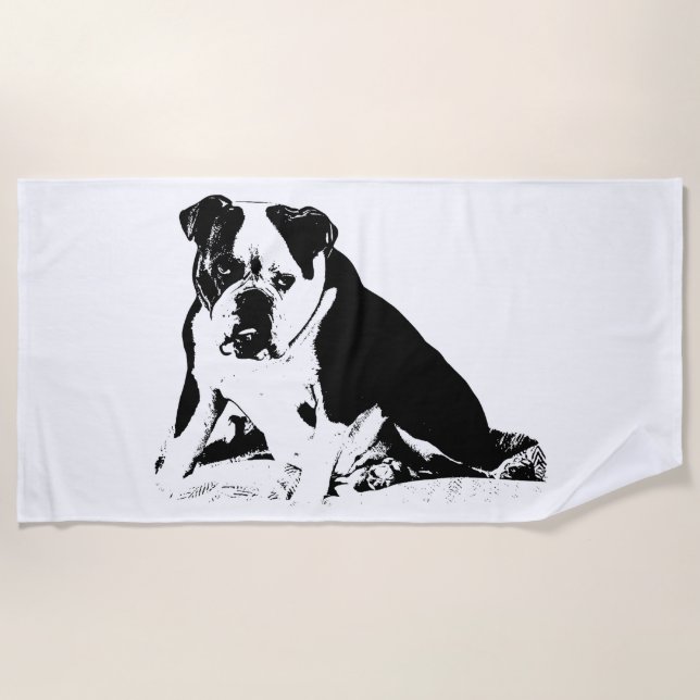 Sun Deck Bulldog Bold Strandtuch (Vorderseite)