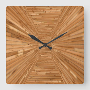 Sun Deck - Wooden Boxed In Illusion Quadratische Wanduhr